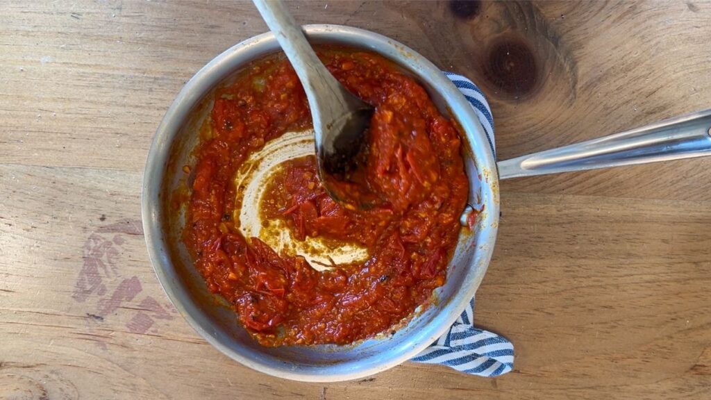 Tomato sauce in pan